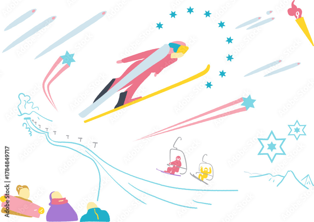 Φωτογραφία 大ジャンプに挑むスキージャンプ競技 – 雪山で飛翔するアスリートと観客