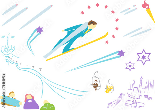 未来に飛躍するビジネスマンジャンパー スキージャンプとビジネスのコラボレーション
