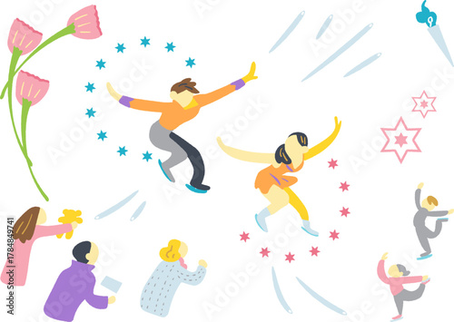 フィギアスケート　ペア　光り輝く憧れのリンクでの演技　憧れの視線
