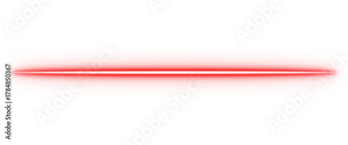Glowing red neon horizontal line for light effects, UI dividers, modern overlays, and futuristic graphic design accents