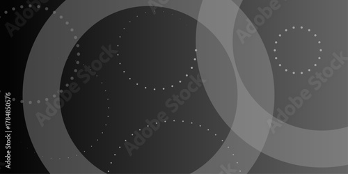 Halftone dots in ring form. Geometric art. circle background. A Striking Dark Background with Luminous Circles Creating a Modern and Elegant Design with Abstract Glowing Orbs .