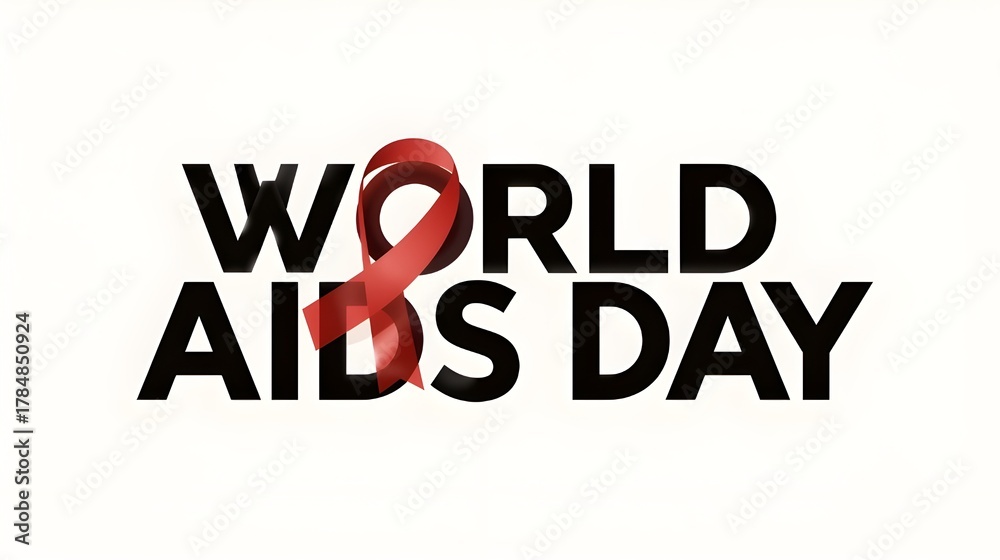 Fototapeta premium World AIDS Day Red Ribbon Awareness Symbol White Background