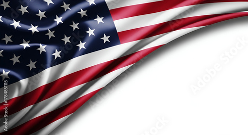 Waving American Flag Fabric on White Background usa flag