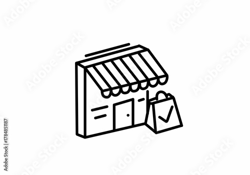 retail outlet thin line icon, sign, symbol, illustation, linear concept, vector