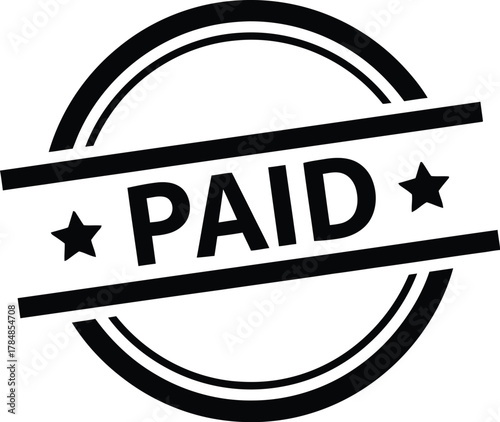 Paid Rubber Stamp Icon - Financial Transaction and Approved Status Symbol