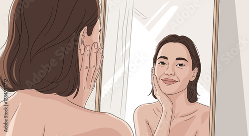 young woman brushing her hair