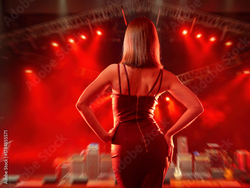 Woman in evening dress, see...