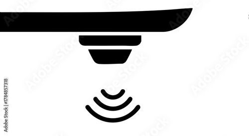 Car parking sensor icon with signal waves. Ultrasonic detection technology symbol. Simple flat vector glyph for automotive systems