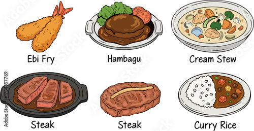 Collection of Western-Style Japanese Food Illustrations