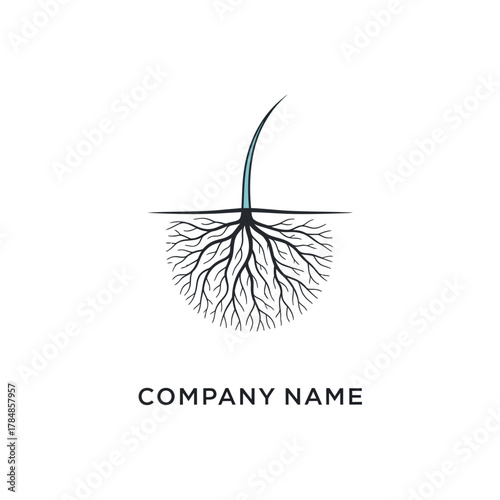 Elegant Root System Logo Design with Sprout for Sustainable Growth.