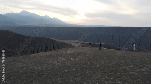drone shot of the dushanzi grand canyon in kuitun, xinjiang, china