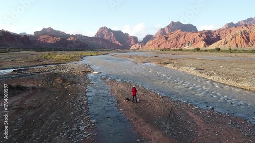 drone shot of tianshan grand canyon in xinjiang, china