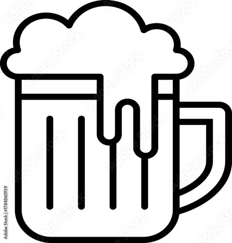 An icon of a cold beer glass with foam spilling over the sides, from the tradition of enjoying special craft beers at New Year