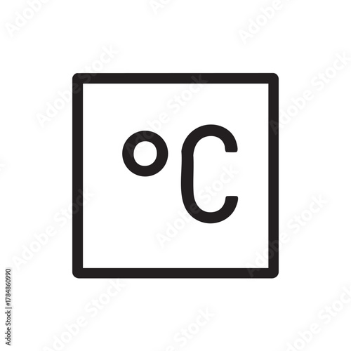 a simple illustration showing a square icon with celsius temperature symbol inside it high quality professional
