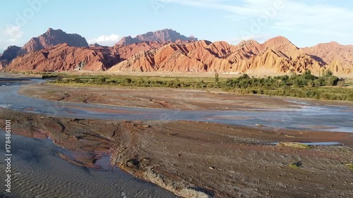 drone shot of tianshan grand canyon in xinjiang, china