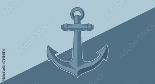 Vector illustration of a nautical anchor. Maritime symbol for stability and security. Simple flat graphic design element