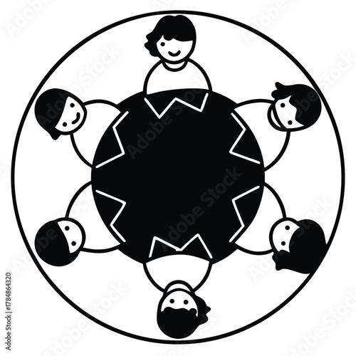 Group of diverse people seated around a circular table