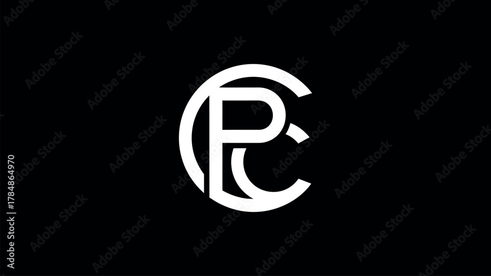 Obraz premium White P C Monogram on Black Background PC monogram