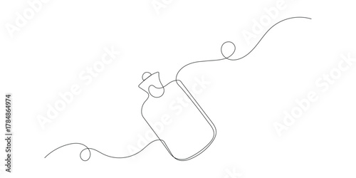 Continuous Single line drawing of Hot Water Bag