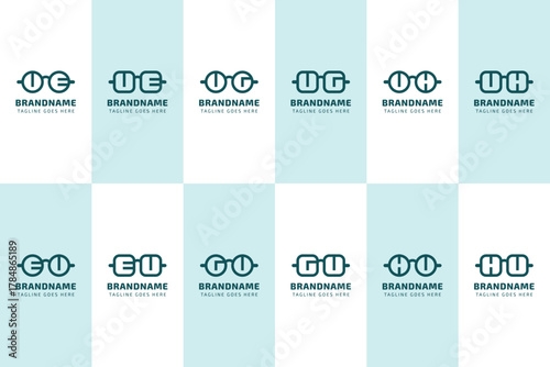 Letters UE EU UG GU UH HU Glasses Optic Logo, for optical company, eyewear stores, or spectacle brands