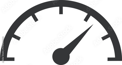 Performance indicator speedometer gauge icon for data metrics