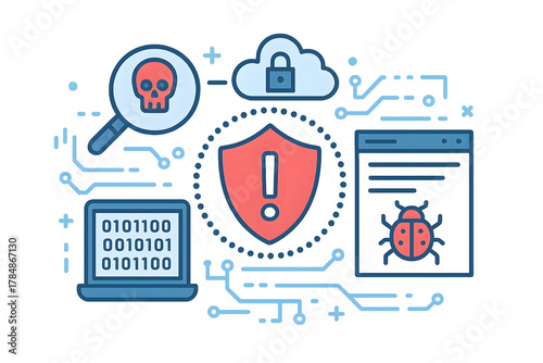 Illustration of cybersecurity and data protection for the concept of digital security.