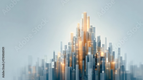 Futuristic abstract city skyline with light