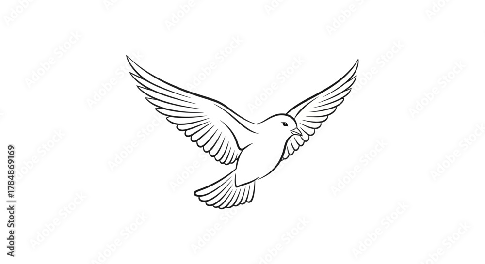 Fototapeta premium Graceful dove soaring with open wings, symbolizing peace, freedom, and hope in a clean, minimalist design
