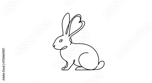 Charming single line art rabbit illustration, perfect for whimsical designs and playful branding projects seeking a touch of adorable nature.