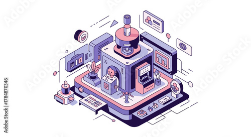 retro robot vector illustration