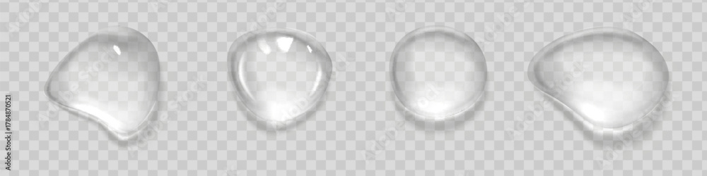 Fototapeta premium Water rain drops or steam shower isolated on transparent background. Realistic pure droplets condensed. Vector clear vapor water bubbles on window glass surface for your design.