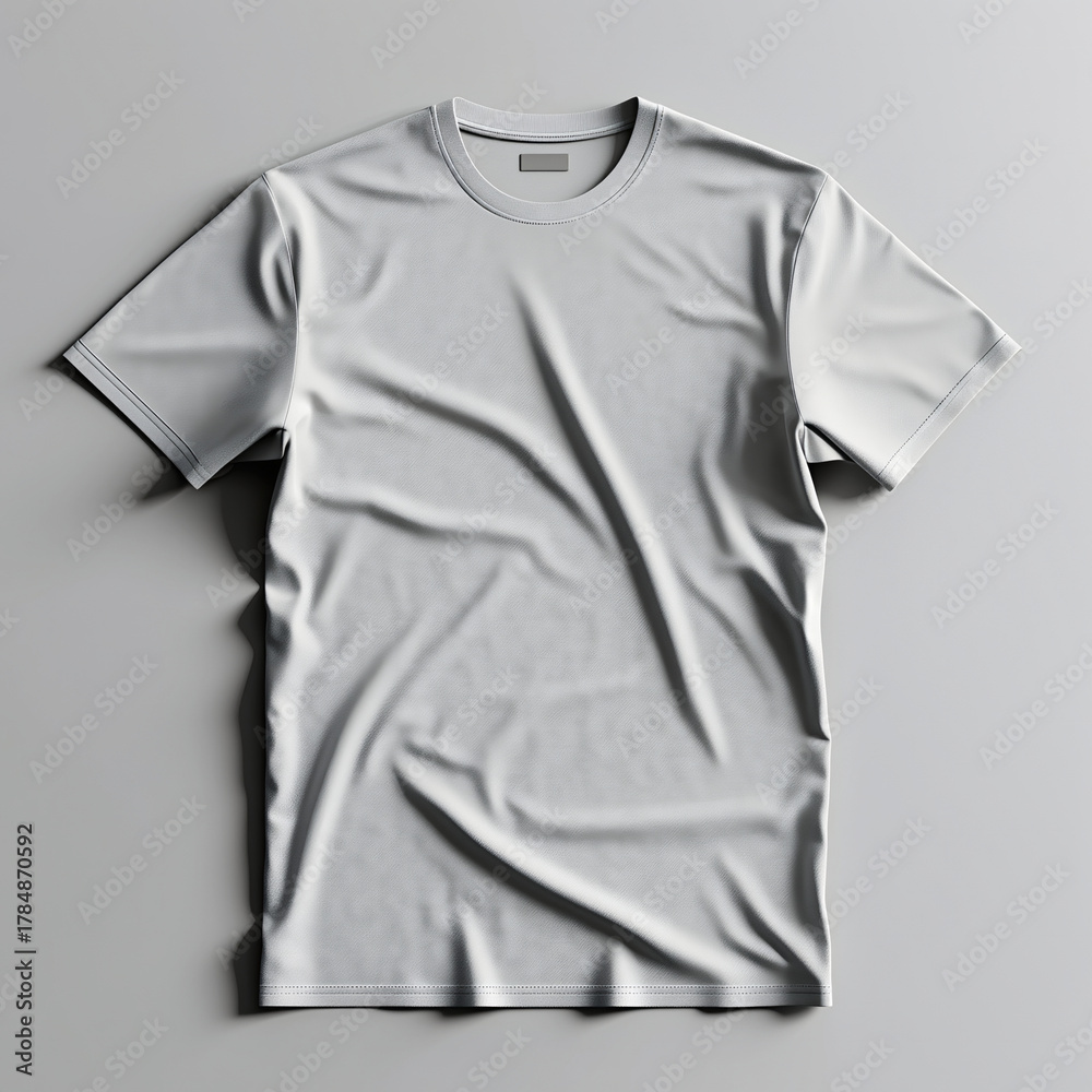 Fototapeta premium A plain white t shirt on a gray background studio