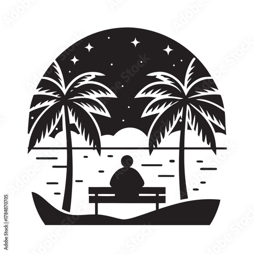 Quiet Evening By Palm Shore Silhouette