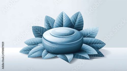 soap bar Abstract blue orb surrounded by stylized leaves