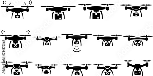 flying drone icons.