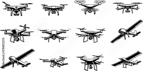 flying drone icons.