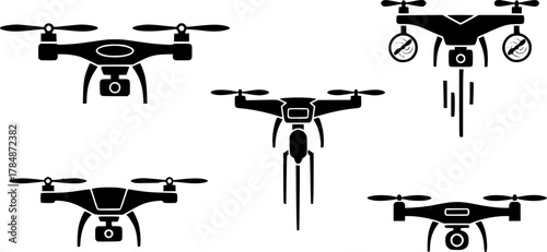 flying drone icons.