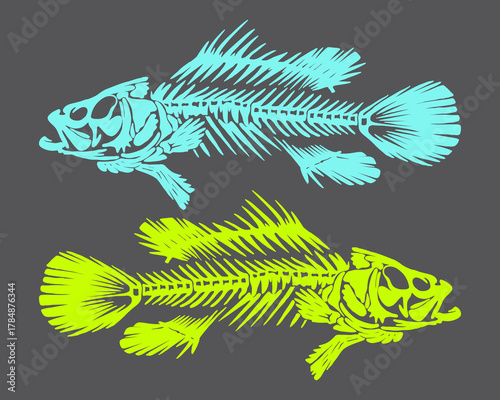Fishbone Artwork fish spine clip art illustration vector print art editable