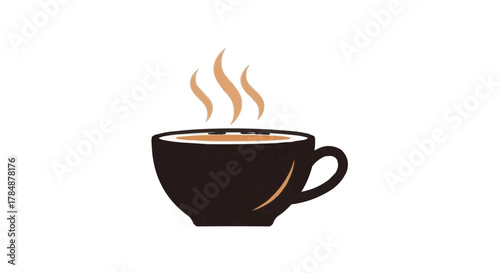 Steaming coffee cup illustration, perfect for morning motivation and cafe designs