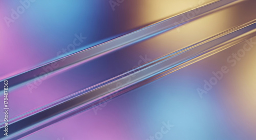 Abstract iridescent holographic background with diagonal lines and soft color gradients