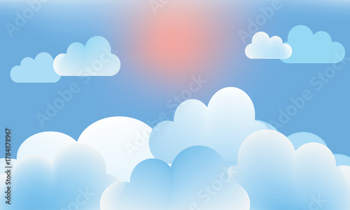 blue sky and flufy white clound,shunshine day on summer or winter,beginning of day,beautiful back ground,clear sky vector