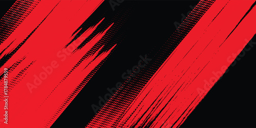Black and red abstract grunge background with halftone style eps10