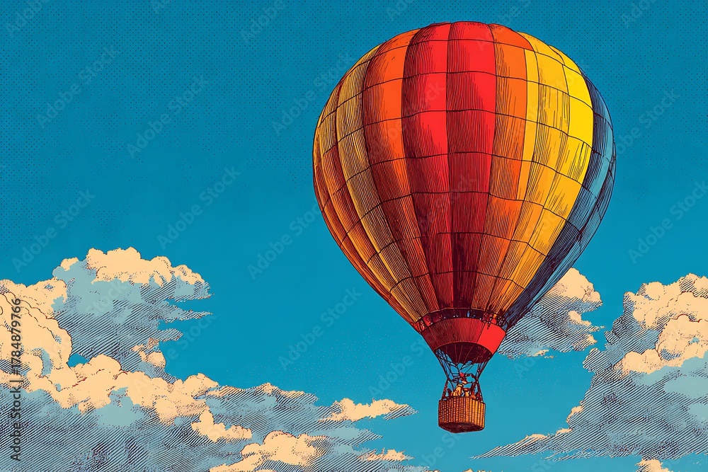 Fototapeta premium pop art style hot air balloon