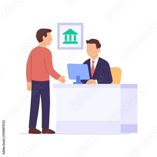 Bank Counter, providing financial services and assistance