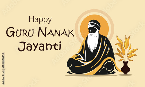 Guru Nanak Jayanti greeting card landscape design illustration