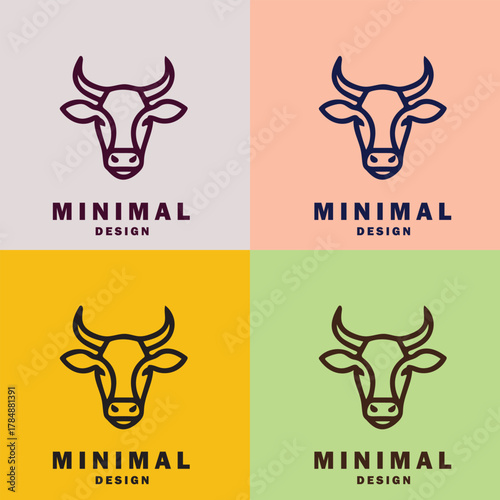 Minimal Cow Bull Head Logo Design