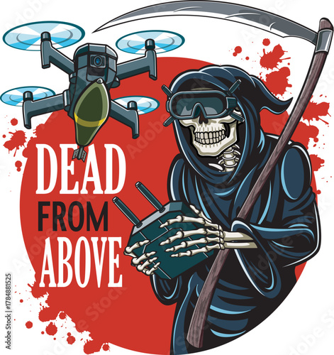 Grim reaper operating FPV Kamikaze Drone
