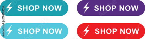 Colorful "Shop Now" buttons with lightning bolt icons encourage immediate online purchasing.