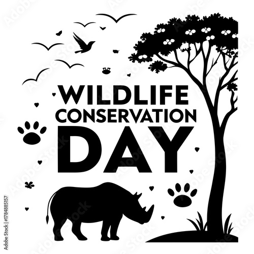 WILDLIFE CONSERVATION DAY vector illustration isolated on white background
