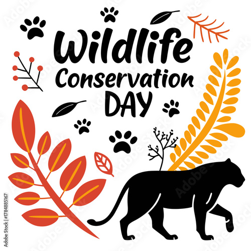 WILDLIFE CONSERVATION DAY vector illustration isolated on white background